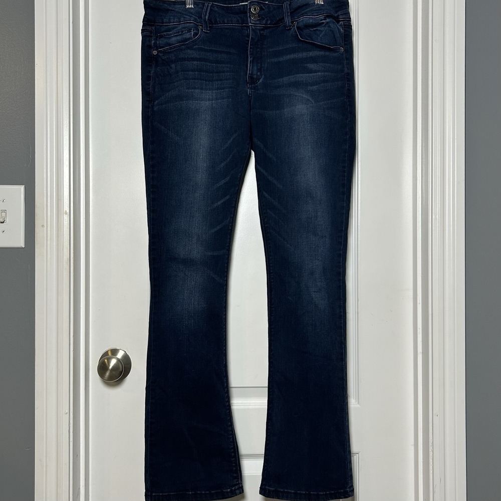 Mudd Cotton Blend FLX Stretch Dark Wash Denim Skinny Boot Jeans Y2K 2000s Style